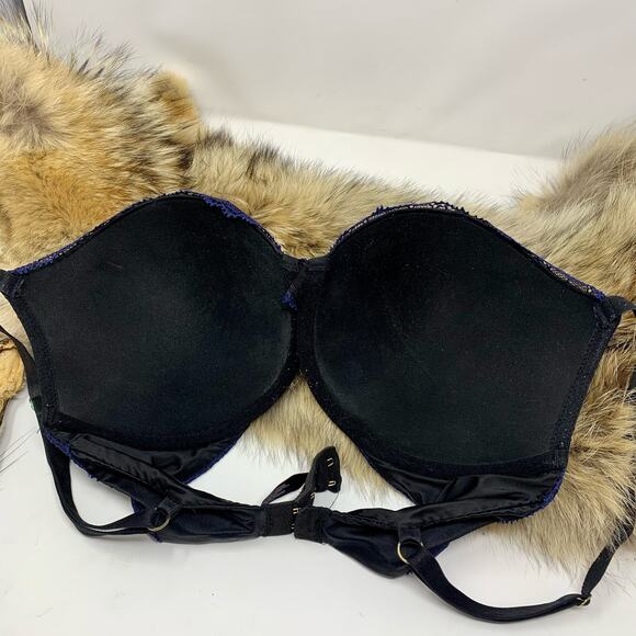 Victoria's Secret Very Sexy Push Up Bra 32DDD Blue Floral Lace Sexy Coquette - Picture 4 of 9